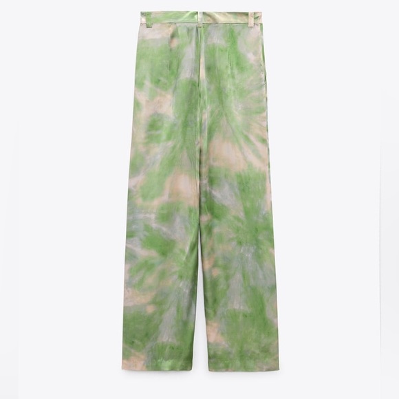 NWT Zara green TIE-DYE SILK PANTS LIMITED EDITION Medium - Picture 6 of 9